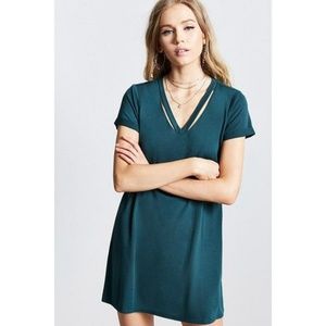Forever 21 Green T-Shirt Dress w/ Cut-Out Neckline